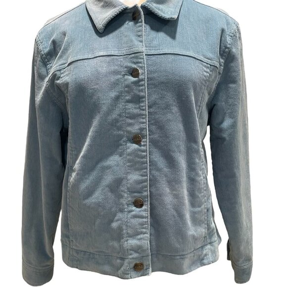 LL Bean Petite Blue Corduroy Jacket Classic Casual Lightweight Layering Preppy - Picture 11 of 12